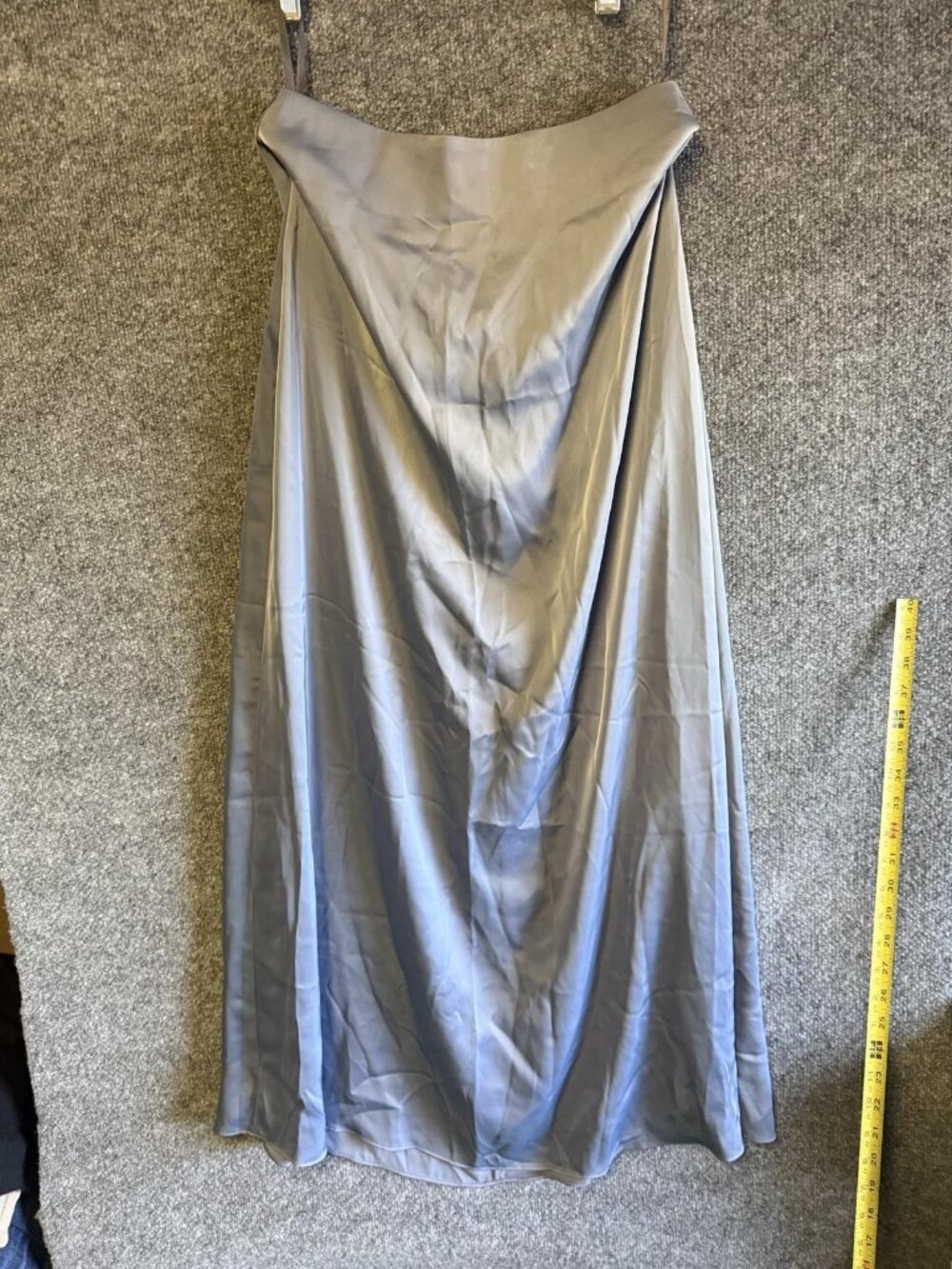 VEILED Skirt Womens Small Gray Satin Maxi A-Line Draped Front Lined Formal